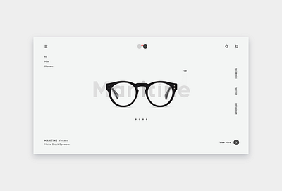 Eye wear website design concept ecommerce flat homepage landing minimal ui web