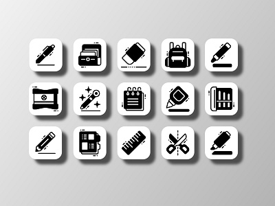 Stationery (Glyph) adobe illustrator affinitydesigner app backtoschool creative design doodle figma icon icon bundle icon set iconfinder iconography inkscape school sketch student supplies ui vector