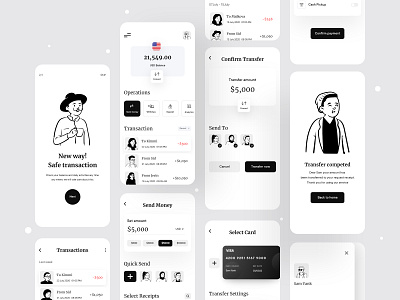 Transfy Money Transfer Mobile Application Design account application bank banking banking app blance business concept dashboard design finance fintech mobile money online payment sending transaction transactional web