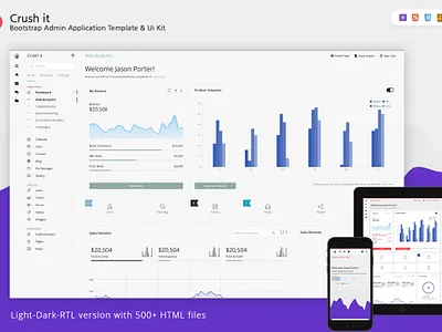 Crush it - Bootstrap Admin Template admin admin dashboard admin panel admin template angular bootstrap clean crm html web app web application
