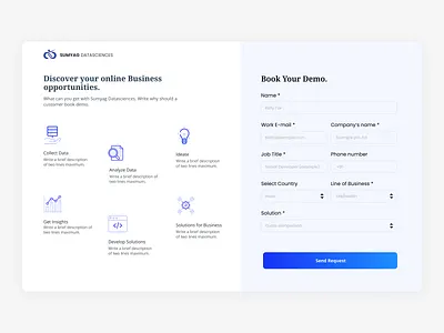 Website Design (Book your Demo page for Sumyag) booking datascience design figmadesign flat icon illustration ui ux webdesign website concept website design