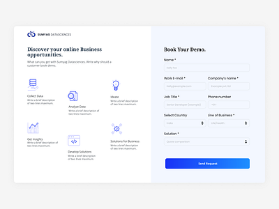 Website Design (Book your Demo page for Sumyag) booking datascience design figmadesign flat icon illustration ui ux webdesign website concept website design