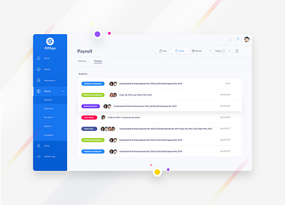 OffApp cms employee payment payroll reports timeline ui uxdesign web app