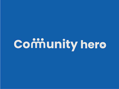 Community hero Word Mark. blue blue and white branding community logo design graphic designer graphicdesign hero logo hero logotype hero wordmark logo logo blue logo designer logodesign minimal personal brand vector wordmark