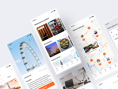 Travel application | London Guide app app design cards ui interface ios ios app design london london eye map map design map ui mobile app mobile app design sights sightseeing travel travel app travel guide ui ux