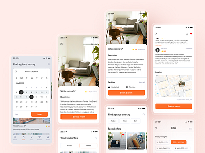 Travel Application | Hotel Booking app app design booking booking app calendar design calendar ui cards design cards ui filter ui hotel app hotel booking app interface ios ios app design mobile app mobile app design travel travel app ui ux