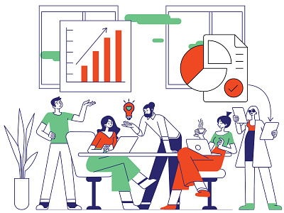 brainstorming | teamwork flat illustration minimalist design modern illustration teamwork vector