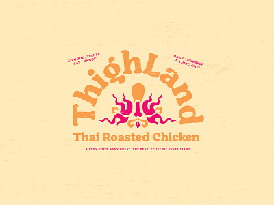 Thighland - Restaurant Logo chicken fake fire identity logo orange pink thigh