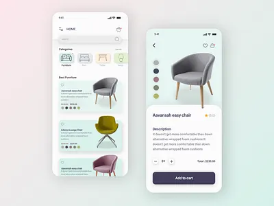 Furniture Shop App app branding clean ui color design minimal simple design ui user interface ux web website