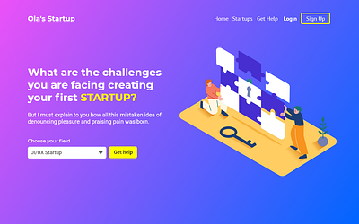 Start up assistant landing page