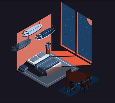 Isometric dream room art branding design illustration illustrator isometric isometric illustration minimal room vector