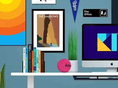 Illustration Exploration books desk dribbble illustration office poster