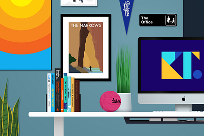 Illustration Exploration books desk dribbble illustration office poster