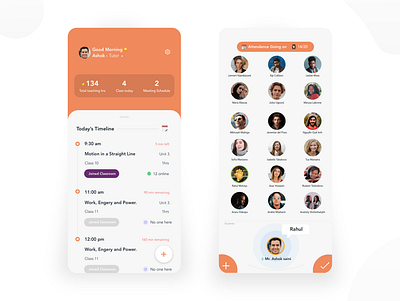 Smart Classroom - Mobile Concept app attendance branding design experience icon illustration students teacher timeline typography ui ux