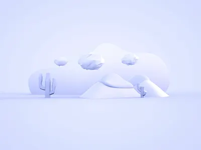 3D Illustration Empty State 3d after effects animation cactus cinema4d clayrender clouds empty state flat illustrator octane tumbleweed