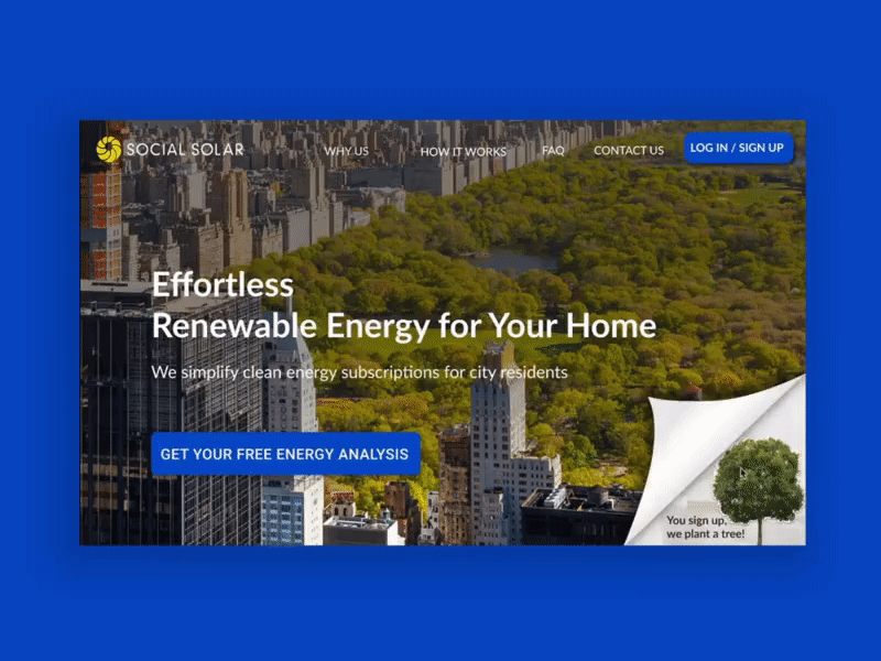 Social Solar Home Page branding design energy green energy homepage interaction interaction design renewable energy solar energy sustainability sustainable ui ux webdesign