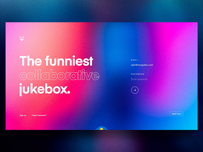 Mongobox – Login & Onboarding 🚀 app blur colors concept grid interaction interface jukebox landing mainpage mobile music player signin sound spotify ui ux web website