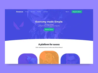 Oceanus concept blue design ui ux web web design