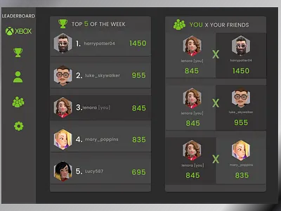 Daily UI #19 dailyui dailyuichallenge design leaderboard ui user interface xbox xbox one