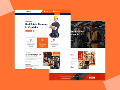 Conison- Construction PSD Template architecture builder building construction construction business construction company contractor creative electrician engineers factory handyman industrial industry interior design