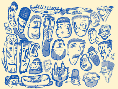 Head Sheet - 8/8/2020 cartoon cartooning faces heads illustration