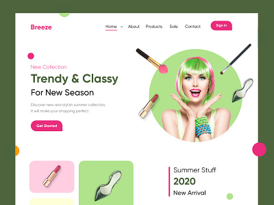 Trendy shopping Landing Page/website-UX/UI Design adobe xd branding clean colous concept cosmetics creative design 2020 dubai designer hira illustration makeup minimal mobile mobile app mobile ui productdesign shopping typography webdesign