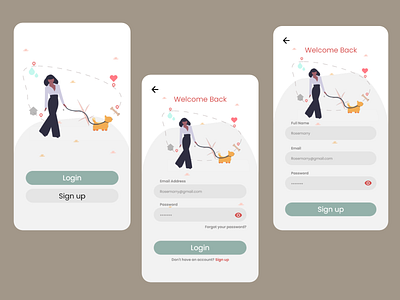 pet adoption login ui appdesign appdesigner doggy doglover llustration login login design loginui petapp petshop ui uidesigner ux