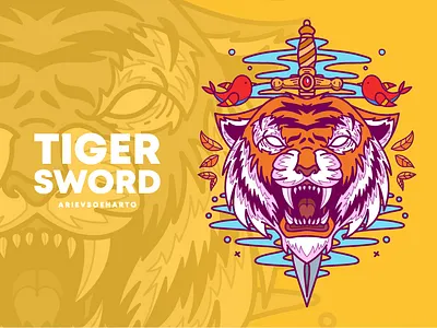 Tiger Sword animal apparel clothing illustration sword t shirt tees tiger tshirt wild
