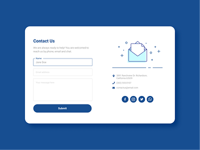 Daily UI:: 028 - ContactUs contact form contact us dailyui design ui