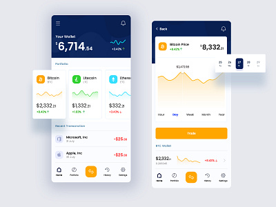 Cryptocurrency App app appdesign crypto crypto currency crypto exchange crypto wallet cryptocurrency design exchange graph interface minmal ui