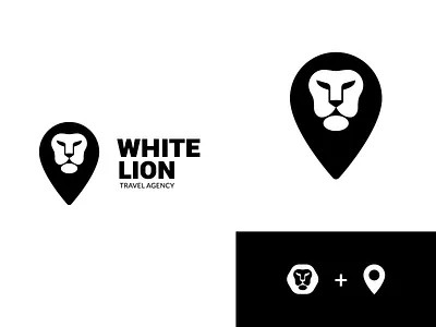 30 Days of Logos | 19 - White Lion branding challenge design flat graphic design illustrator lion lion head lion logo location location app location pin logo logo design minimal travel travel agency vector