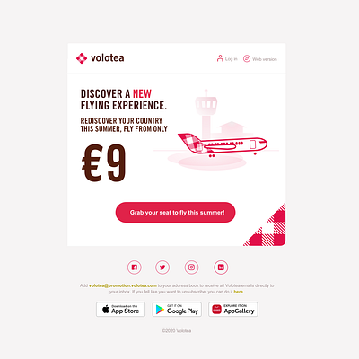 Reimagining Volotea Newsletter design system branding email logo