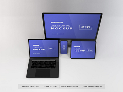 Download Responsive Devices Mockup V 10 (Freebie) apple computer device display laptop mac macbook macos mockup notebook scene creator screen technology template