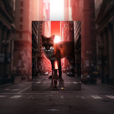 Apocalypse Fox Photo Manipulation city fantasy photo manip photo manipulation photoshop poster rabbit red