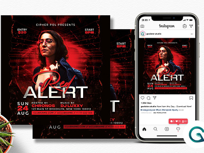Red Alert Party Flyer Template
