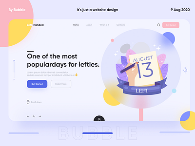 Website design for left-handers day abstract awesome awesome design blue bubble design dribbble figma left handed ui