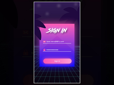 80's Retro Login 80 app eskimo callboy hasselhoff hypa login neon retro sign in signup ui ux