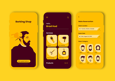 Barbing Shop App barber shop haircut illustration ui design ux design