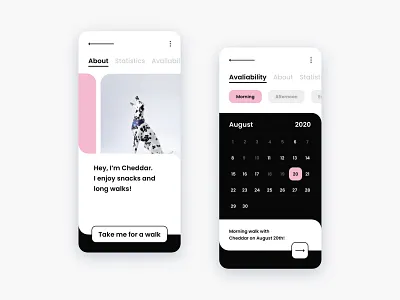 Take me for a walk! - Mobile App Concept adobexd design dog dribbble flat minimalism mobile mobile app design mobile design mobileui ui uidesign ux uxdesign vector