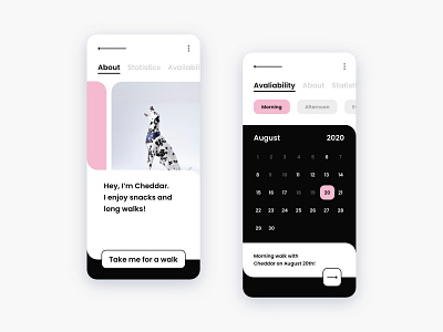 Take me for a walk! - Mobile App Concept adobexd design dog dribbble flat minimalism mobile mobile app design mobile design mobileui ui uidesign ux uxdesign vector