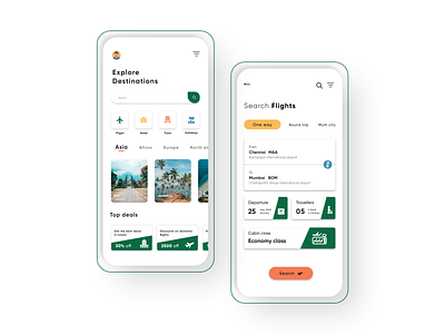 Travel mobile application UI. adobexd chennai designer color design green mobile app mobile ui mockup travel travel app ui design uidesign uiux user experience user interface design userinterface ux ui uxuidesign