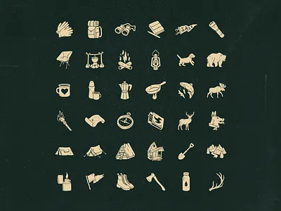 Adventure icon set 1/2 adventures branding bushcraft design distressed handdrawn handmade icon icon design illustration instagram highlights outdoors skull template vector wildlife