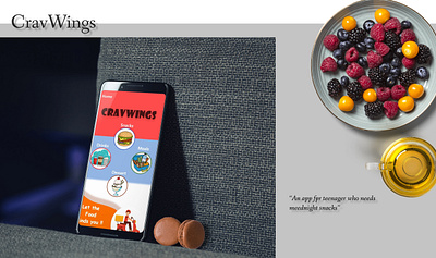 CravWings - a midnight snacks finding app for teenager app art delivery app design food food app food delivery app graphic design illustration ui