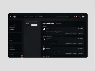 Econ Arena desktop app dark ui desktop app gaming gaming app interaction ui ux