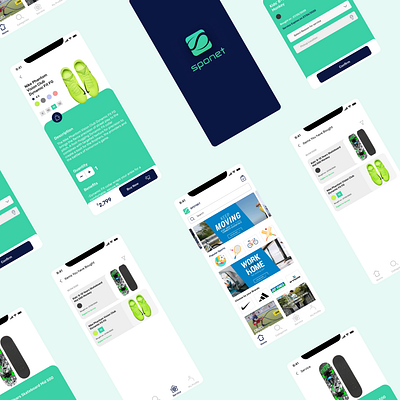 Sponet - The Sports Store | App UI Design app branding darkmode design ecommerce app minimal payment sports typography ui ux vector