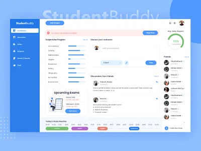 Student buddy college dashboard dashboard template group study learning management system student project students study track study