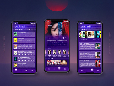 Can't Wait / Upcoming Movies App Concept 3dsmax adobexd app appdesign dark dark mode film hbo home screen imdb ios logo movie neon netflix photoshop purple userexperience userinterface v ray