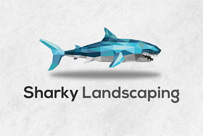Sharky Landscaping Logo branding geometric logo geometric shark illustration illustrator logo logo design polygonal polygonal logo polygonal shark shark design shark logo