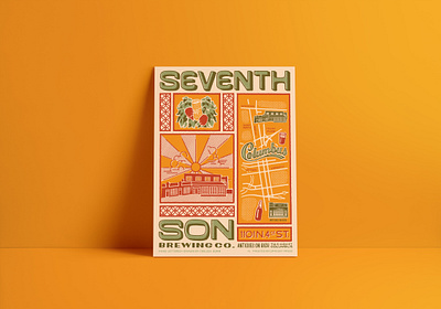 Prints & Pints 2020 - Seventh Son Brewing Co. hand lettered hand lettering illustration poster poster design procreate retro