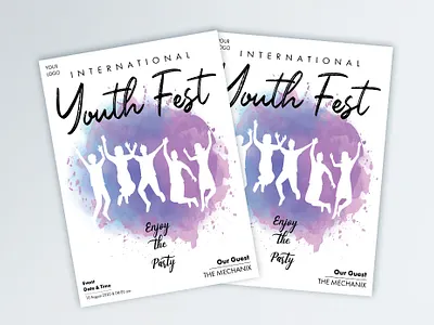 Watercolor youth Fest Flyer design illustration poster poster design typography vector watercolor watercolor art watercolor illustration watercolour
